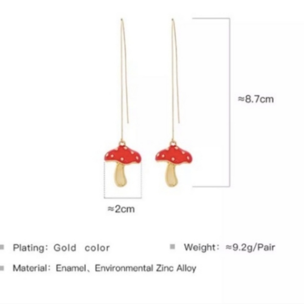 🍄LAST PAIR🍄New Red and Gold Mushroom earrings - Picture 5 of 8